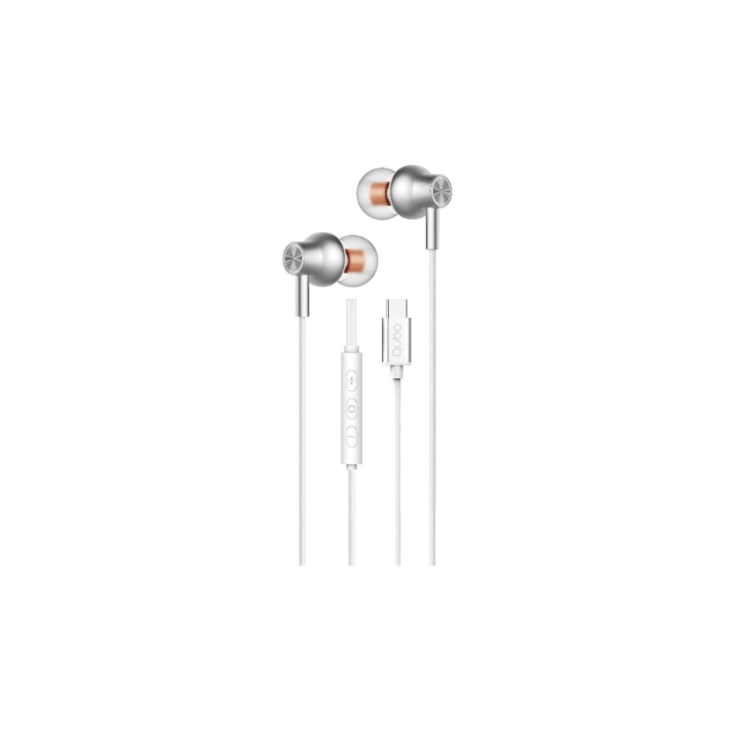 Auriculares intrauditivos qubo au-300c/ con micrófono/ usb tipo-c/ blancos