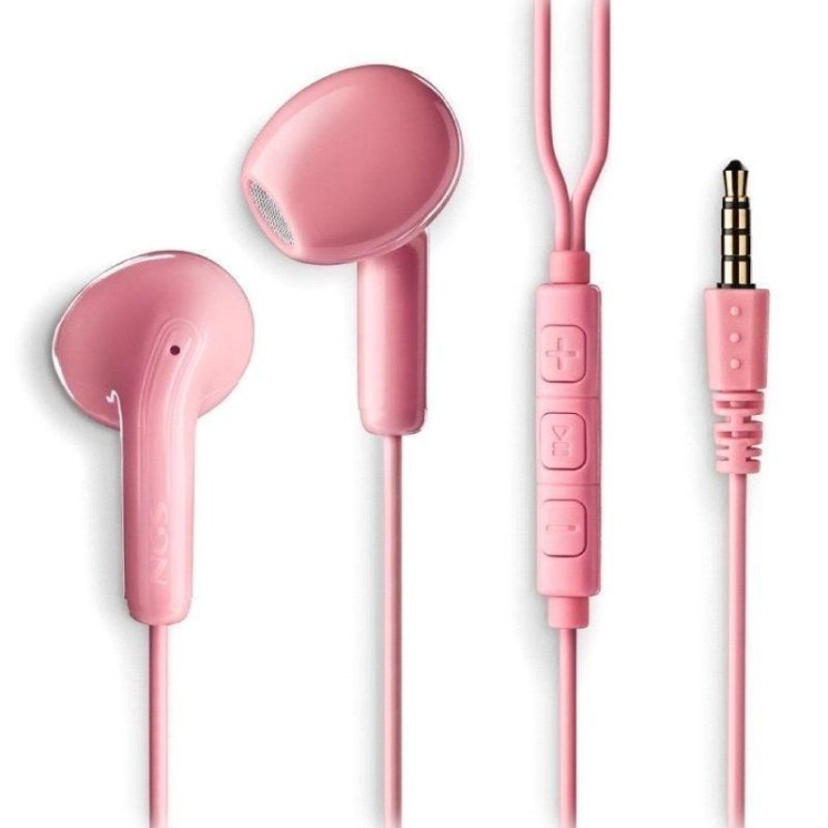 Auriculares intrauditivos ngs cross flip/ con micrófono/ jack 3.5/ rosas