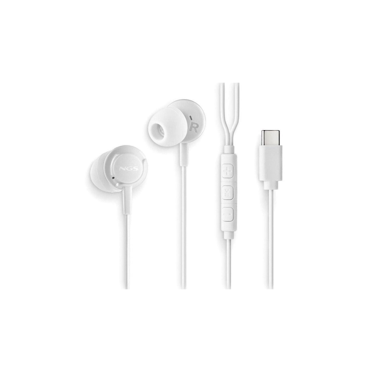 Auriculares intrauditivos ngs cross step/ con micrófono/ usb tipo-c/ blancos
