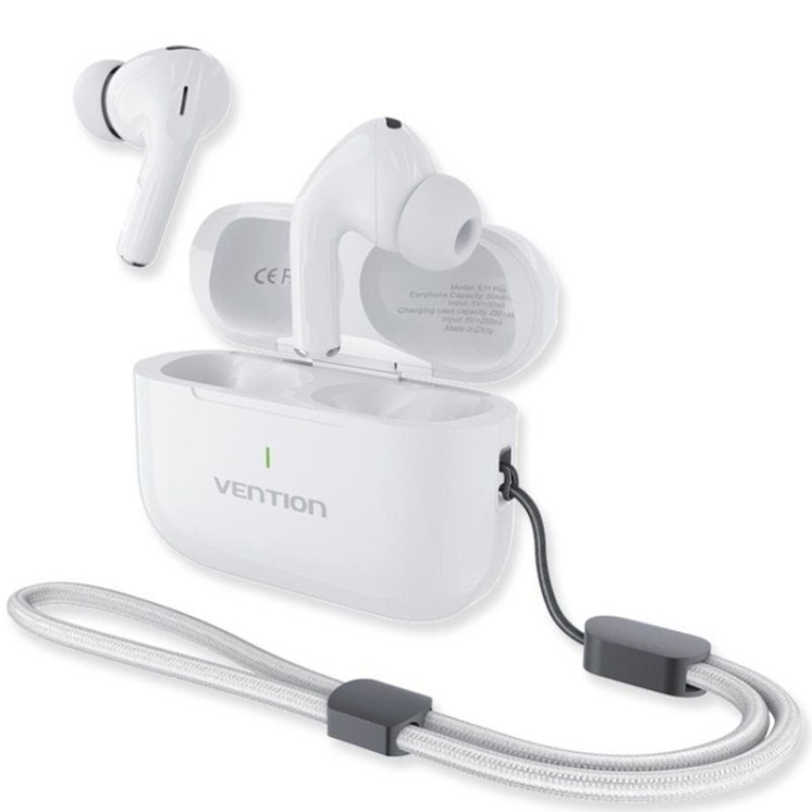 Auriculares bluetooth vention echo lite e11 plus con estuche de carga/ autonomía 30h/ blancos