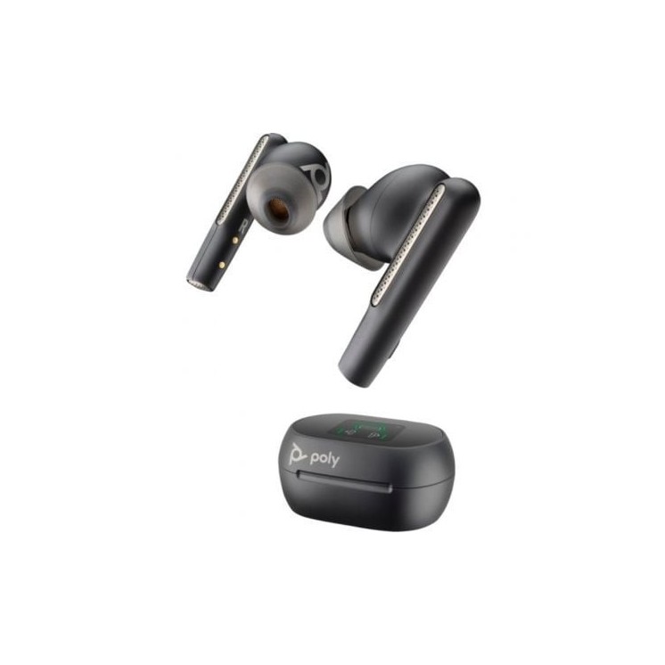 Auriculares bluetooth poly voyager free 60+ uc m con estuche de carga + adaptador bt700/ autonomía 10h/ negros