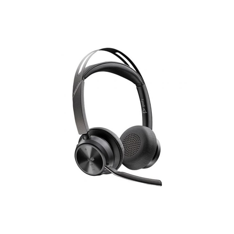 Auriculares inalámbricos poly voyager focus 2 para microsoft teams + adaptador usb-c-a + soporte de carga/ con micrófono/