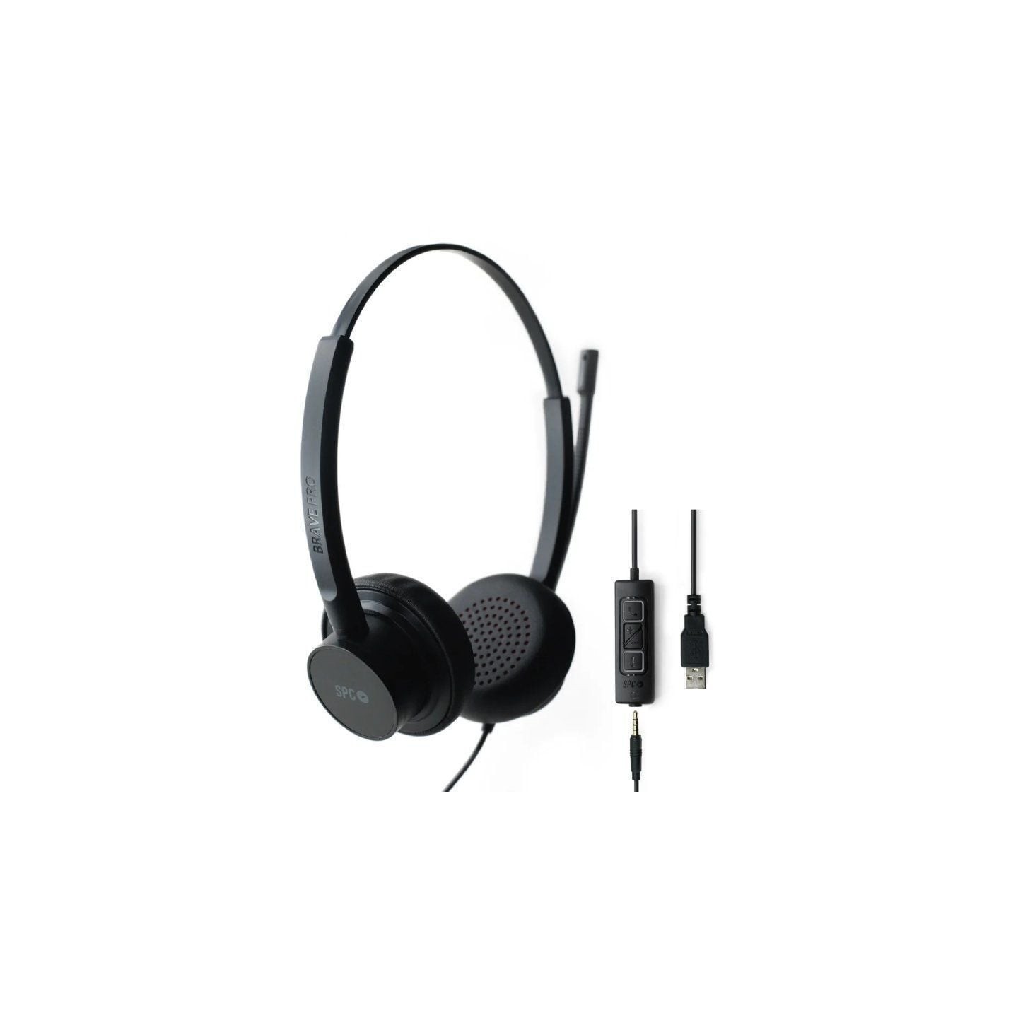 Auriculares spc brave pro/ con micrófono/ jack 3.5/ usb/ negros