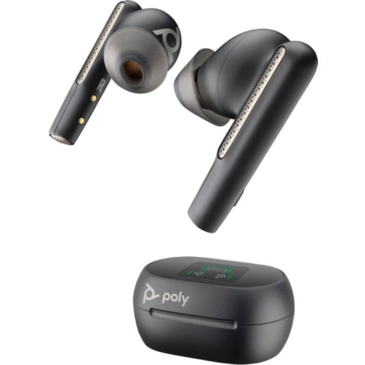 Auriculares bluetooth poly voyager free 60+ uc m con estuche de carga + adaptador bt700/ autonomía 10h/ negros