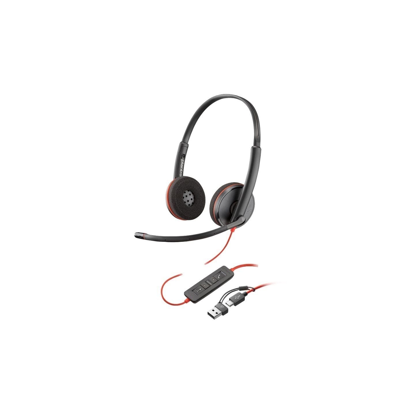 Auriculares poly blackwire 3220 + adaptador usb-c/a/ con micrófono/ bulk/ negros