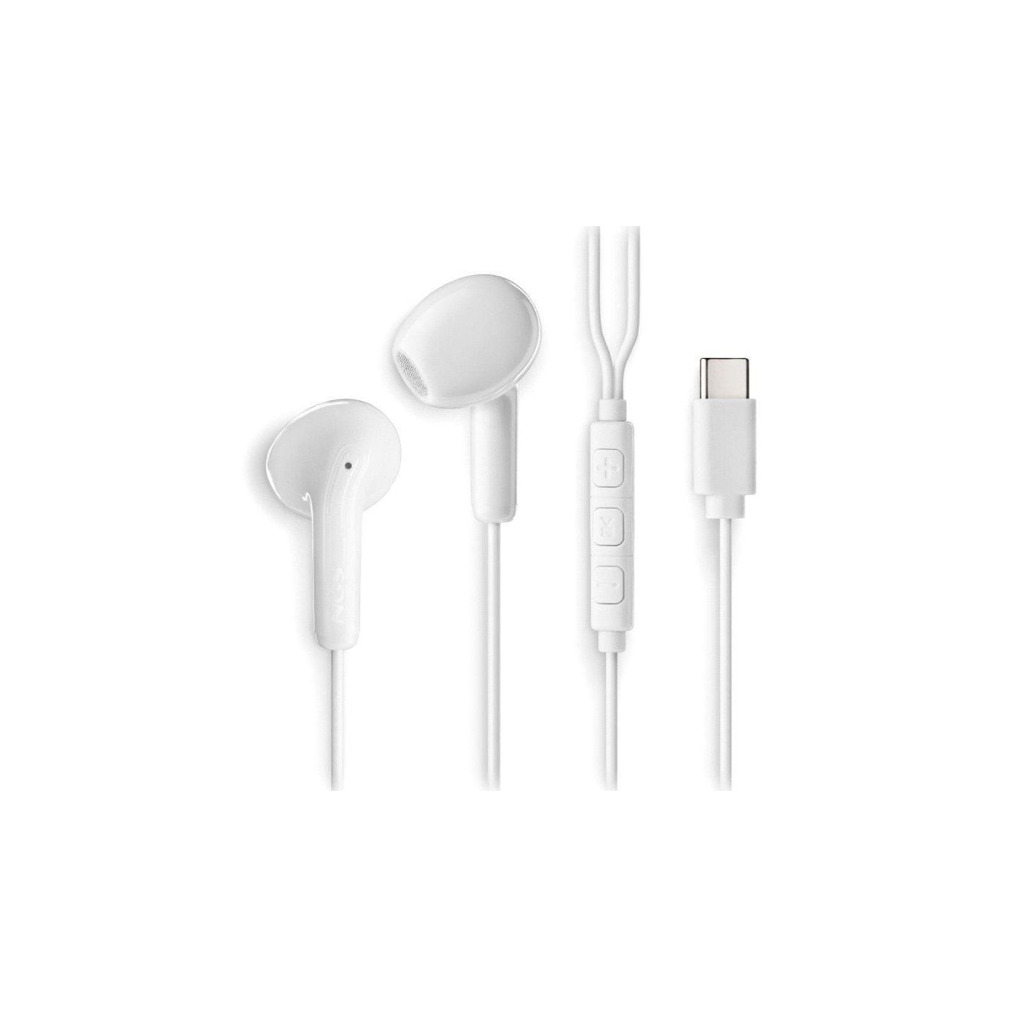 Auriculares intrauditivos ngs cross glide/ con micrófono/ usb tipo-c/ blancos
