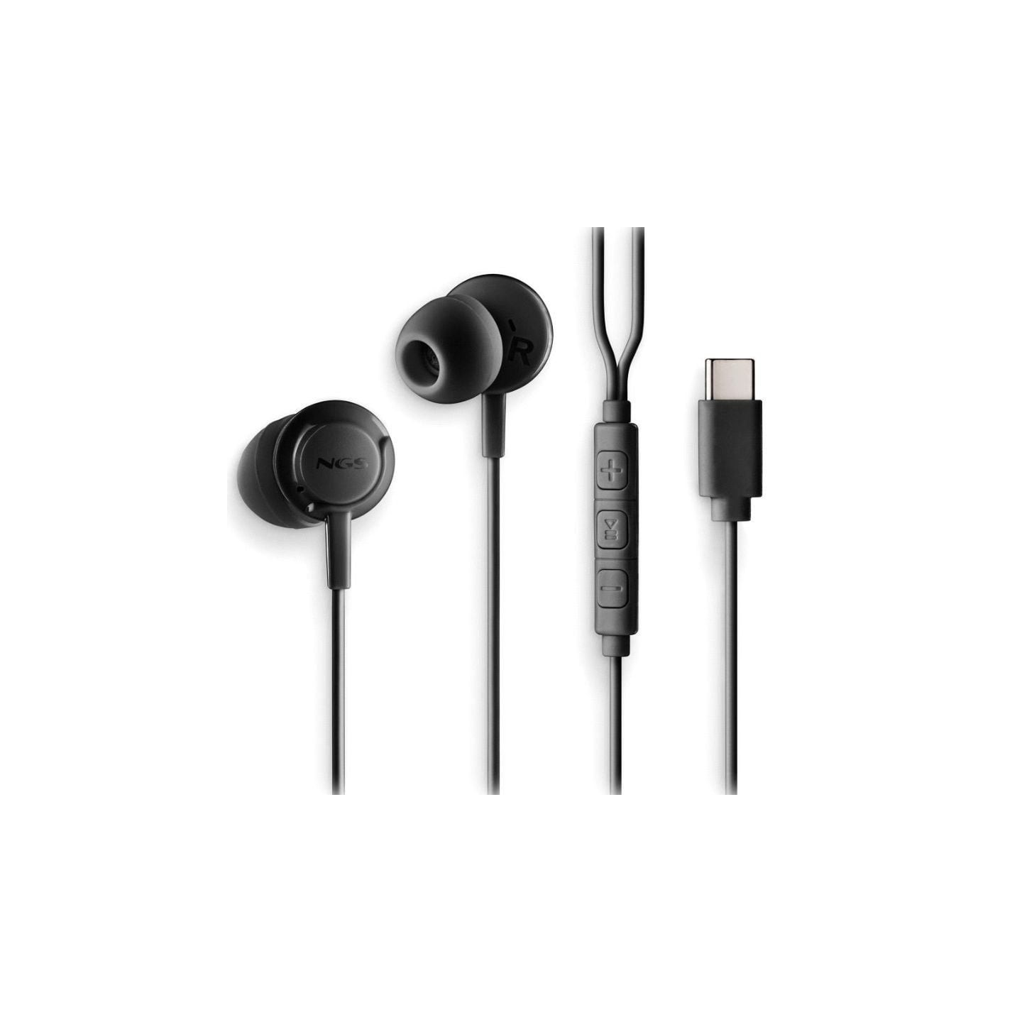 Auriculares intrauditivos ngs cross step/ con micrófono/ usb tipo-c/ negros